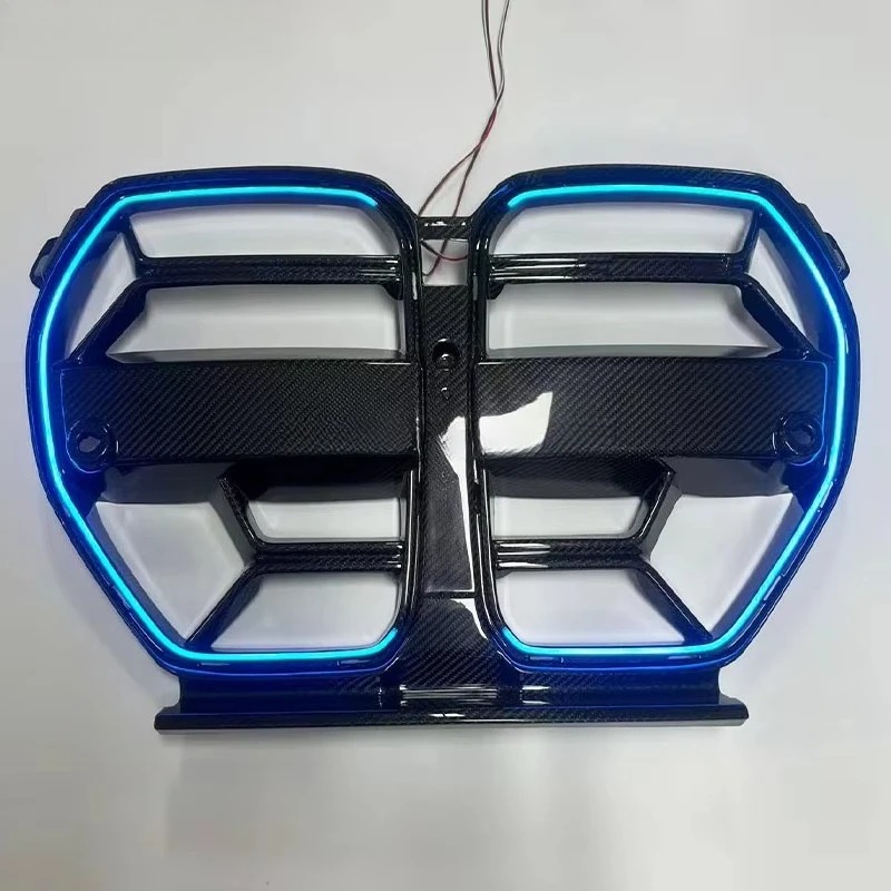 LED Dry Carbon Fiber Car Front Bumper Grilles CSL Style For  G80 G81 M3 G82 G83 M4 2020-2025 Hood Racing Grille ACC Vent Trim